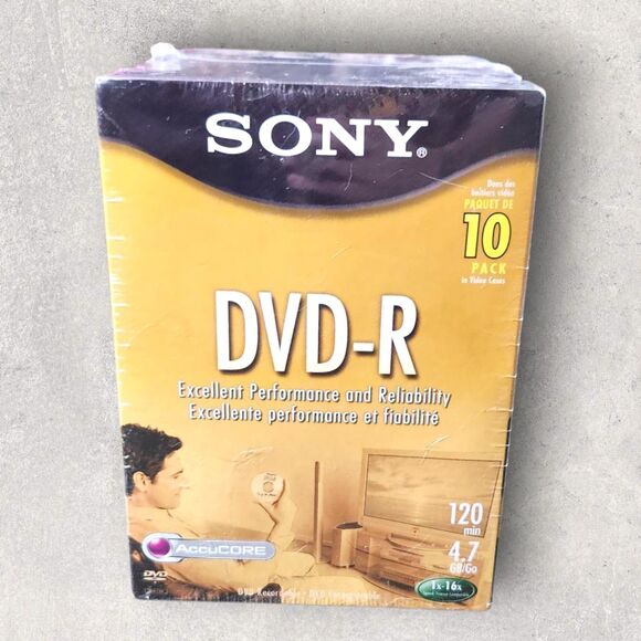 Sony DVD-R 10 Pack 4.7GB 120min 1-16x NEW Sealed Full Size DVD Cases NOS - Picture 3 of 5